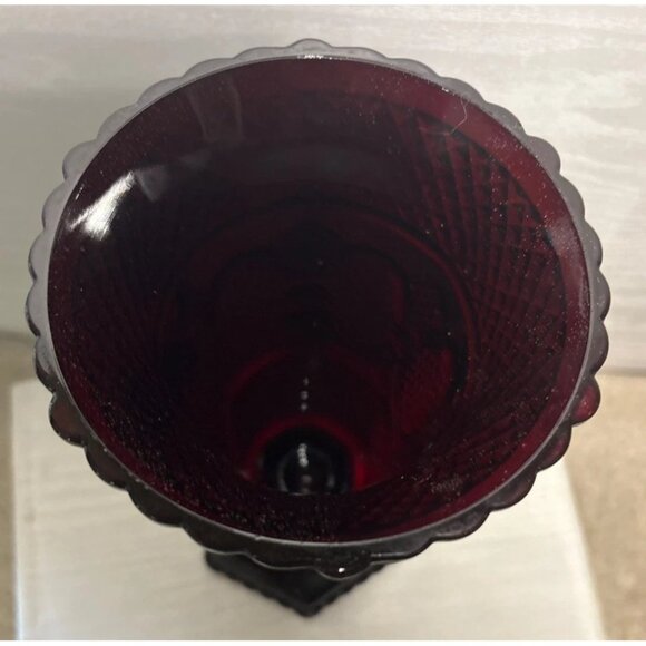 Avon 1876 Cape Cod Collection Ruby Red Vase With Original Box 8" Footed - Picture 4 of 8